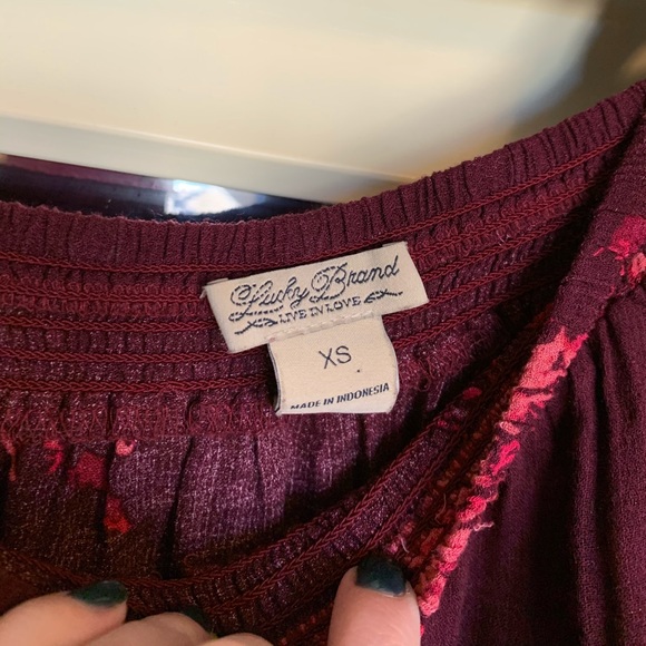 Burgundy and Pink Floral Off the Shoulder - Picture 3 of 4